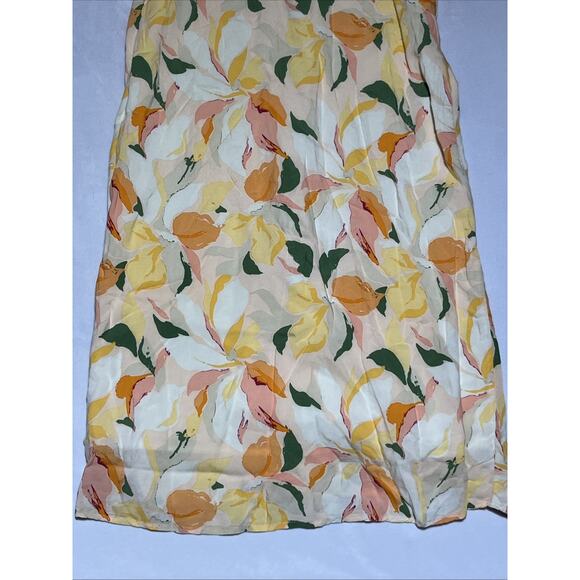 Rhythm Midi Dress Medium Yellow Floral V Neck Strappy Empire Babydoll Sundress - Picture 5 of 10